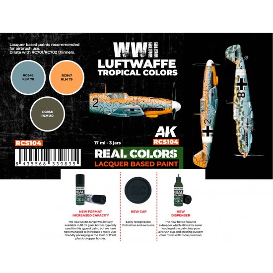 Real Colours Lacquer Based Paints set - WWII Luftwaffe Tropical (3x 17ml)