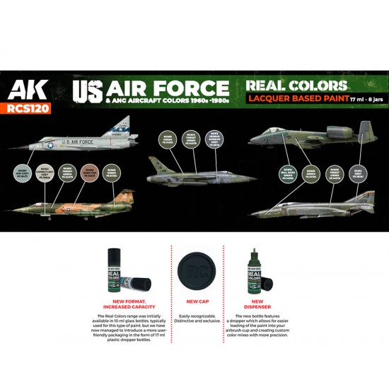 Real Colours Lacquer Based Paints set - US Air Force & ANG Aircraft 1960s-1980s (8x 17ml)