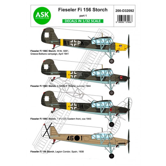 1/32 Fieseler Fi 156C Storch Decal part 1 - Legion Condor Over Balkan and East Front