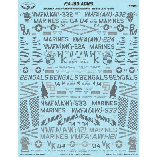 1/32 F/A-18D ATARS VMFA(AW)s 121, 224, 332 and 533 Decal