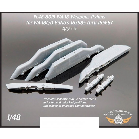 1/48 1005/1033 Pylons Correct set for F/A-18C/D BuNos 163985 thru 165532