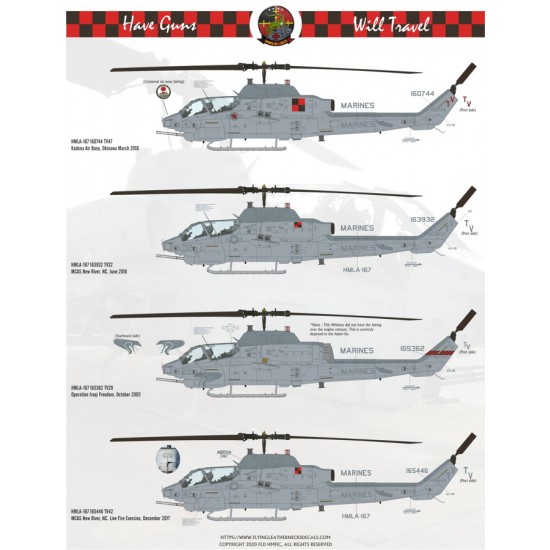 1/48 AH-1W Shots of Whiskey Waterslide Decals