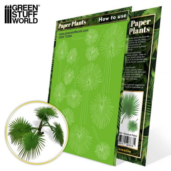 1/48, 1/35, 1/32 Paper Plants - Ground Palm (laser cut, 14 ground palm leaves)