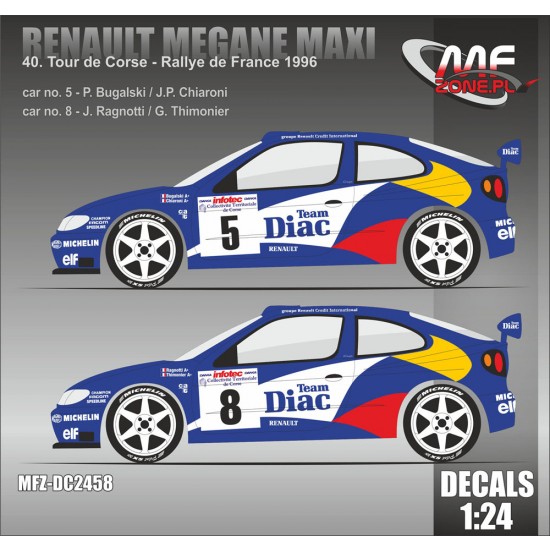 1/24 Renault Megane Maxi Bugalski, Ragnotti - Tour de Corse 1996 Decal