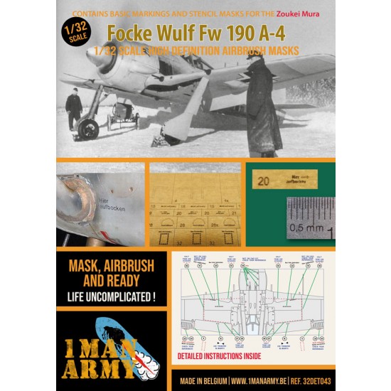 1/32 Focke Wulf Fw190 A-4 Markings and Stencil Masks for Zoukei Mura kits