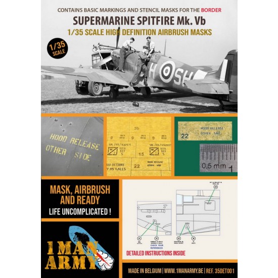 1/35 Spitfire Mk Vb Basic Markings and Stencil Paint Masks for Border Models