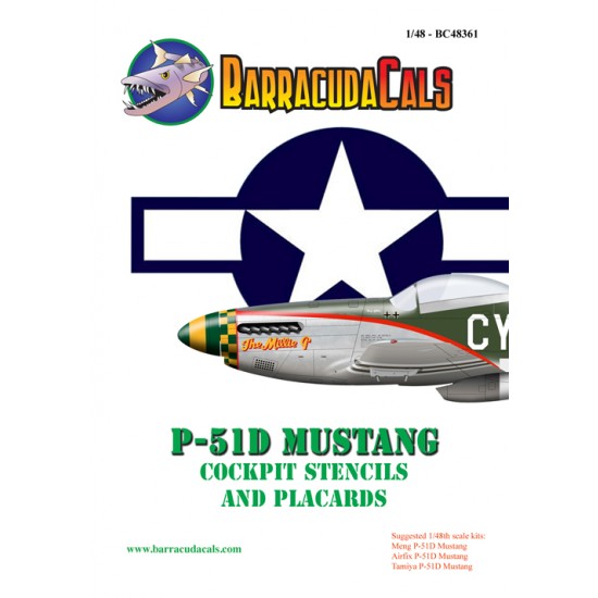 1/48 P-51D Cockpit Stencils and Placards Decals for Meng Model/Airfix/Tamiya kits