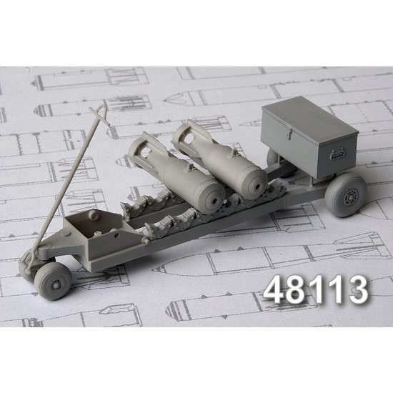 1/48 Aerial Bombs Transport Cart w/2 SAB-100MN Bombs