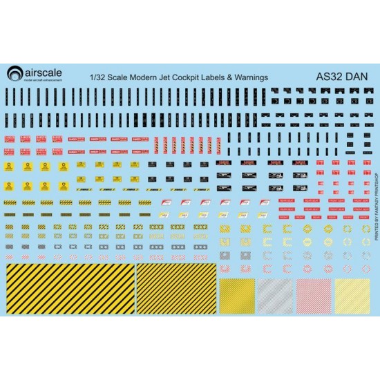 1/32 Modern Jet Cockpit Warnings & Placards Decals