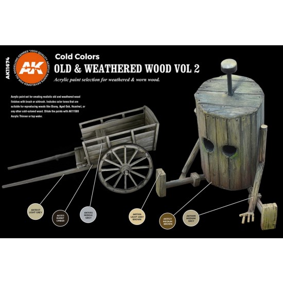 AK Interactive OLD & WEATHERED WOOD VOL1 Acrylic Paint Set 3rd Generation  17mL