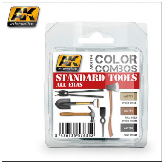 All Eras Military Vehicles Standard Tools Colour Combo Paint Set (17ml x3)