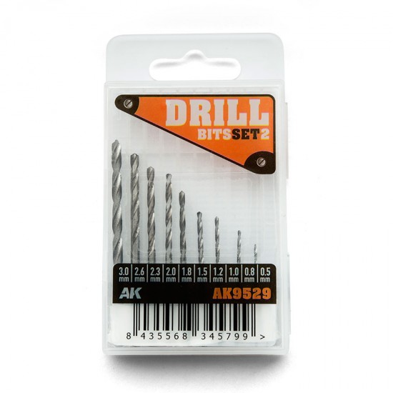 Drill Bits Set #2 (10pcs: 0.5 to 3 mm)