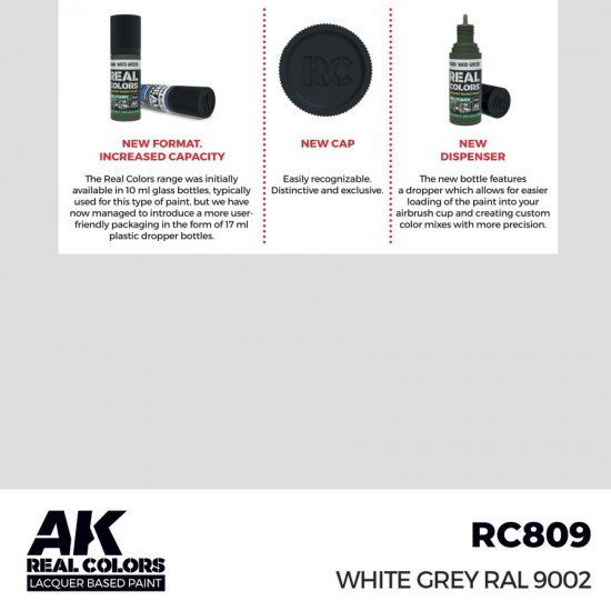 Real Colours Lacquer Based Paint - Standard #White Grey RAL 9002 (17ml)