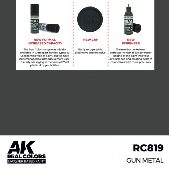 Real Colours Lacquer Based Paint - Standard #Gun Metal (17ml)