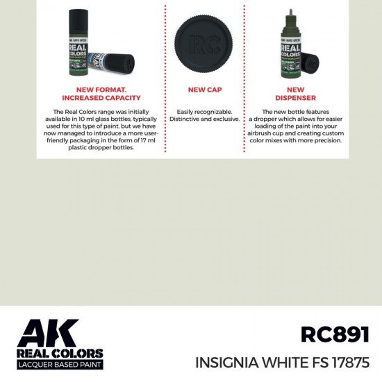 Real Colours Lacquer Based Paint - Military #Insignia White FS 17875 (17ml)