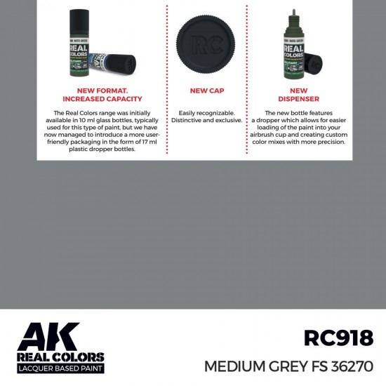 Real Colours Lacquer Based Paint - Military #Medium Grey FS 36270 (17ml)