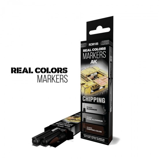 Real Colours Markers - Chipping (3 pens: RCM010 Aluminium, RCM011, RCM013)