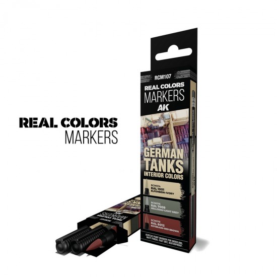 Real Colours Markers - German Tanks Interior Colours RAL 1001, 7009, 8012 (3 pens)