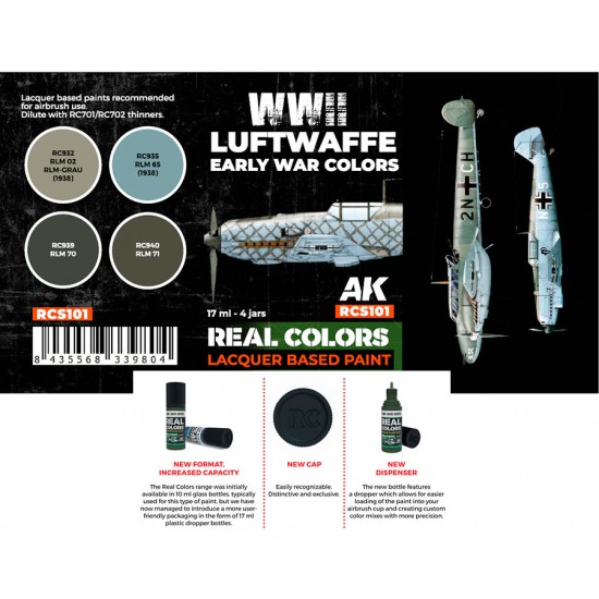 Real Colours Lacquer Based Paints set - WWII Luftwaffe Early War (4x 17ml)