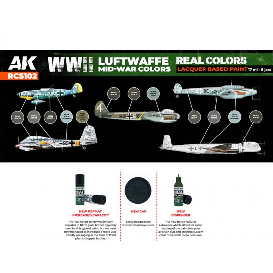 Real Colours Lacquer Based Paints set - WWII Luftwaffe Mid-War (8x 17ml)