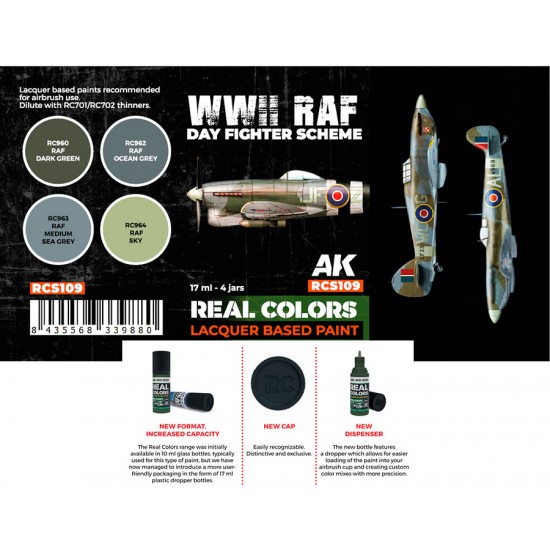 Real Colours Lacquer Based Paints set - WWII RAF Day Fighter Scheme (4x 17ml)