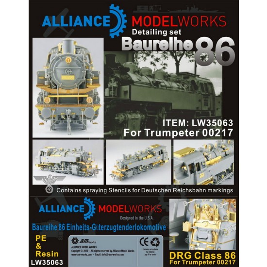 1/35 German Steam Locomotive Br86 Detail set (for Trumpeter 00217)