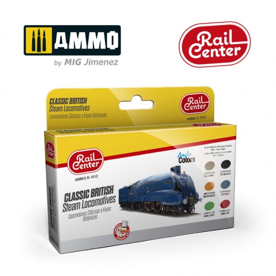 Rail Center Acrylic Colours Set - Classic British Steam Locomotives (6 jars, 15ml each)