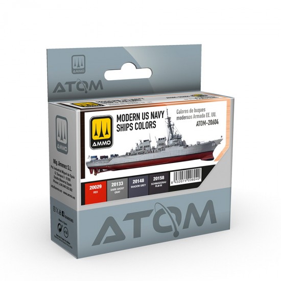 Acrylic Paints set - ATOM #Modern US Navy Ships Colours (4 jars, 20ml each)