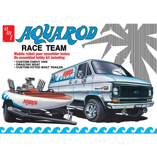 1/25 Aqua Rod Race Team 1975 Chevy Van, Race Boat & Trailer