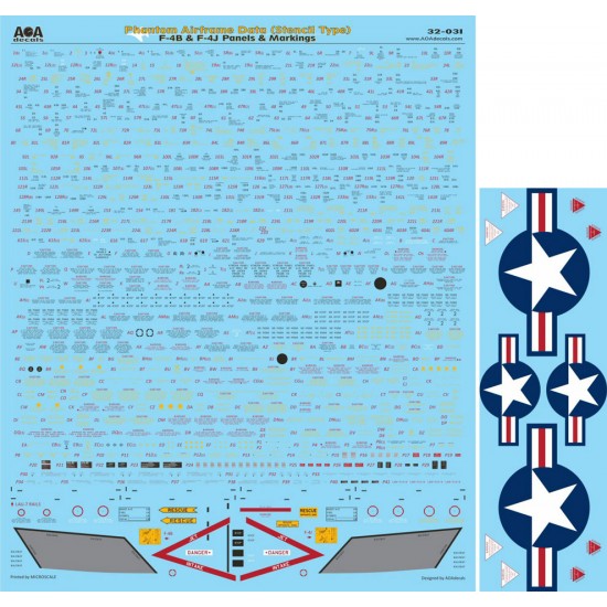 1/32 Phantom Airframe Data (Stencil Type) - F-4B & F-4J Panels & Markings for Tamiya kits