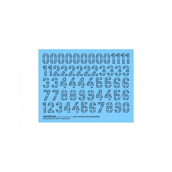 Nano Film Decals for 1/35 Black Stencil German Turret Stencil Numbers (Black)