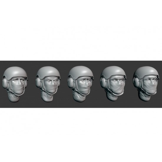 1/35 Russian Tank Crews Heads In Armoured Helmets And Balaclavas (No.1)