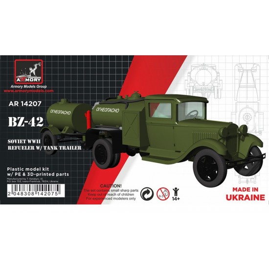 1/144 WWII Soviet BZ-42 refueler on GAZ-AA chassis with 1-axle Fuel Tank Trailer