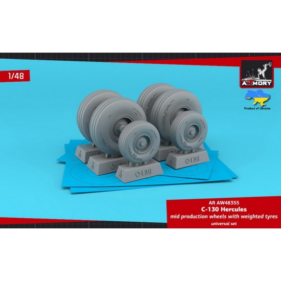 1/48 C-130 Hercules Wheels with Weighted Tyres, Mid Type