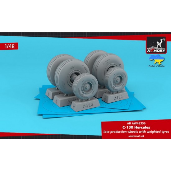 1/48 C-130 Hercules Wheels with Weighted Tyres, Late Type