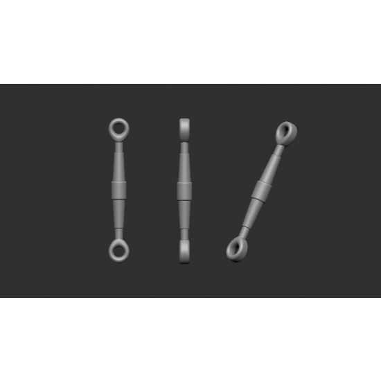 1/32 Turnbuckles: Halfround L7.5mm Eyelet 1.1mm (x25), Oval L7.0mm Eyelet 1.0 mm (x25)