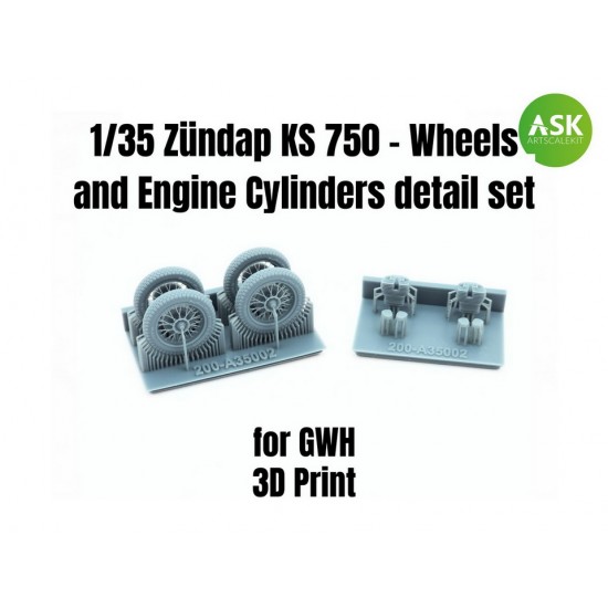 1/35 Zundap KS 750 Wheels and Engine Cylinders Detail set for Great Wall Hobby kit