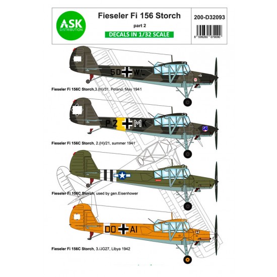 1/32 Fieseler Fi 156C Storch Decal part 2 - Gen. Eisenhover and Lybia, East Front