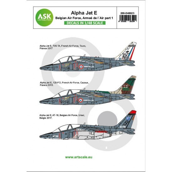 Decals for 1/48 Alpha Jet E Belgian AF and Armee de l'Air