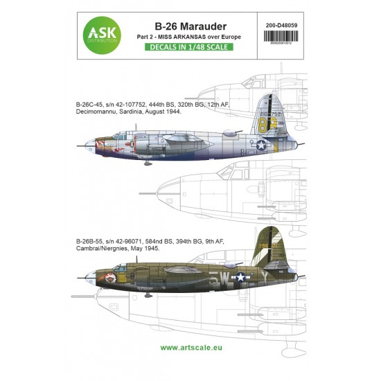 1/48 B-26B Marauder Decal part 2 - Over Europe, Mediterranean area and D-Day