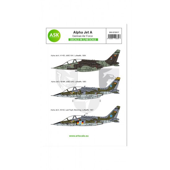 Decals for 1/72 Alpha Jet A Bundeswehr, German Air Force