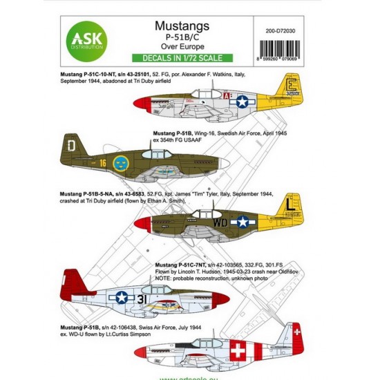 1/72 P-51B Mustang Decal part 1 - Europe. The Bastards