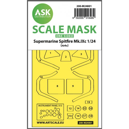 1/24 Spitfire Mk.IX One-sided Express Self-adhesive Masking for Airfix kits