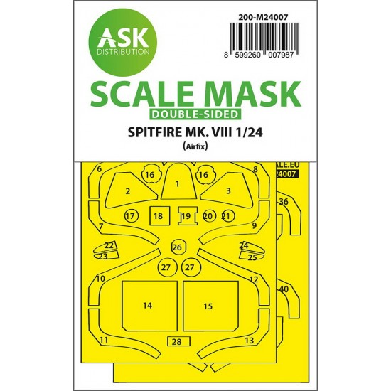 1/24 Spitfire Mk.VIII Double-sided Express-fit Masks for Airfix