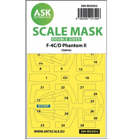 1/32 McDonnell Douglas F-4C/D Phantom Double-sided Masking for Tamiya kits