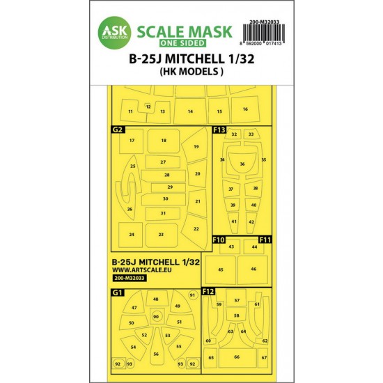 1/32 B-25J Mitchell One-Sided Masking for HK Models