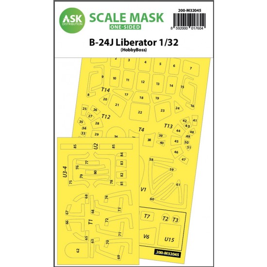 1/32 Consolidated B-24J Liberator One-Sided Masking for HobbyBoss kits