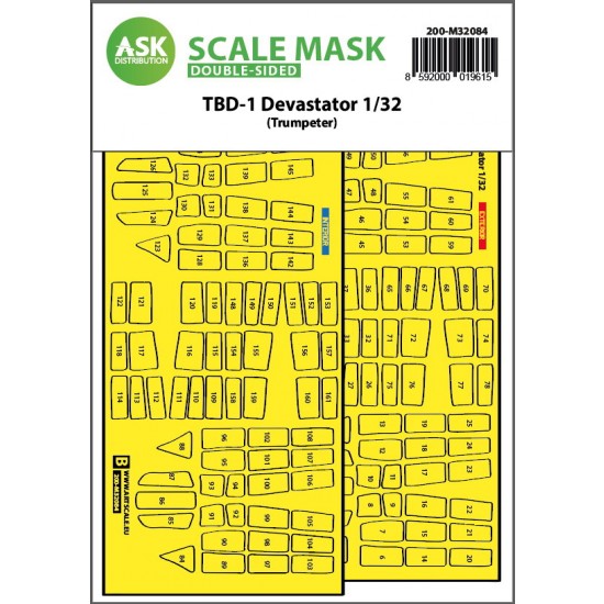 1/32 TBD-1 Devastator Double-sided Express Fit Masking for Trumpeter kit