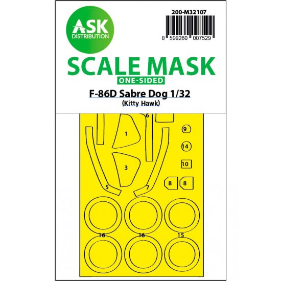 1/32 F-86D Sabre Dog One-sided Express Fit Mask for Kitty Hawk kits