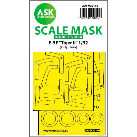 1/32 F-5F Tiger II Double-sided Express Fit Mask for Kitty Hawk kits